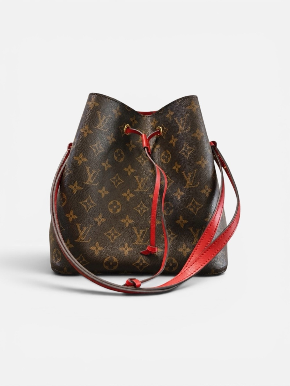 Louis Vuitton Monogram Drawstring Shoulder Bag with Red Trim - Picture 1 of 11